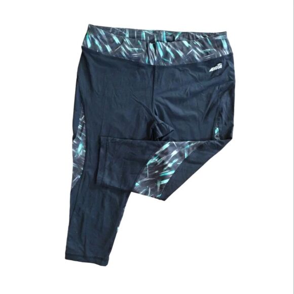 AVIA Black Green Design Print Sports Bra And Capri Leggings Set Medium - Picture 6 of 13